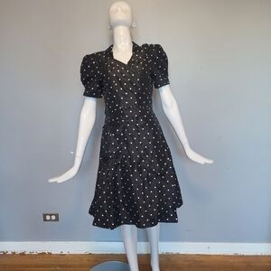 Modcloth Yumi Embroidered Polka Dot Wrap Dress, VGUC, Size L